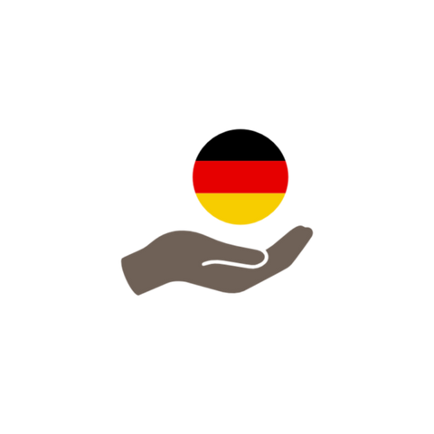 Hand-Icon mit schwebender Deutschlandflagge