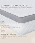 Excellence Matratze 1000+ mit hochwertigem Federkern und zusätzlicher Komfortschaumschicht für luxuriösen Schlafkomfort auf Hotelniveau.