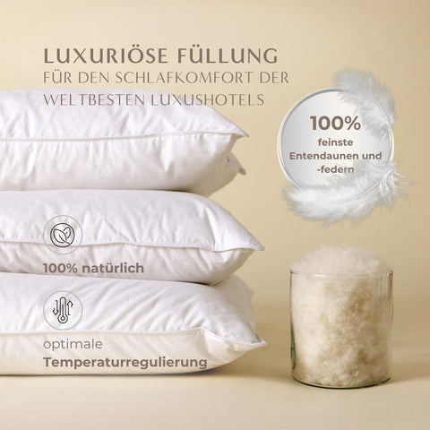 Premium Seitenschläferkissen mit hochwertiger Füllung aus natürlichen Materialien und angenehm weicher Haptik.