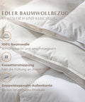 Halbdaunendecke mit edlem Baumwollbezug aus 100 Prozent Baumwolle und hochwertiger Kassettensteppung