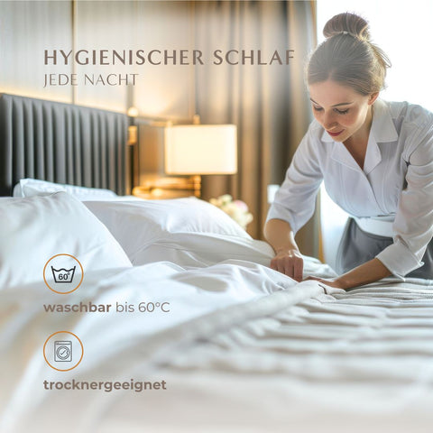 Hygienische federfreie Bettdecke waschbar bis 60 Grad und trocknergeeignet für den täglichen Gebrauch